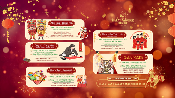 Đón Tết Bính Ngọ 2026 5 Sao Tại Dalat Wonder Resort: Lịch Trình Hoạt Động Đặc Sắc Không Thể Bỏ Lỡ